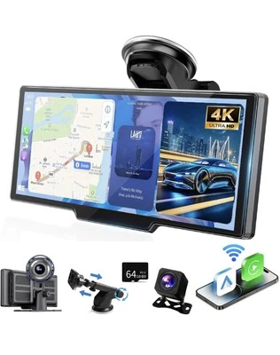M CARKUMI Wireless Carplay Screen for Car, 10.26" Portable Car Touch Screen for Apple C...