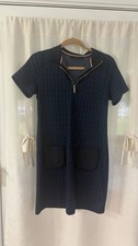 TOMMY HILFIGER Women's Logo-Print Quarter-Zip Sheath Dress EUC  SP