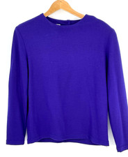VTG 70's Talbots Med 100% Wool Purple Sweater Made in USA Back Button