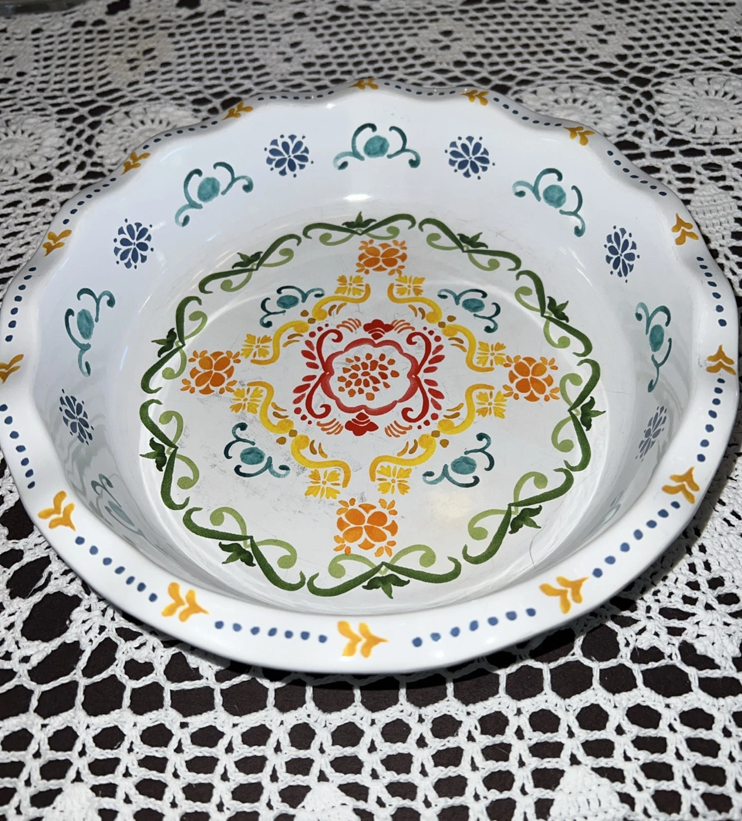NordicWare Ceramic Scandinavian Pie Plate Fluted Edges