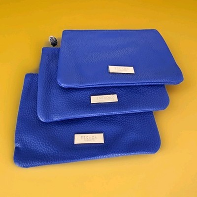 3 Stück Escada Summer Make-Up Pouch Kosmetikaschen Blau Tasche 