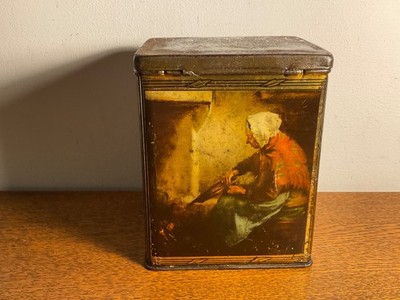 Antike seltene viktorianische Dose/Dose IDEAL Schwarzweiß Tee 1/4 Pfund Päckchen