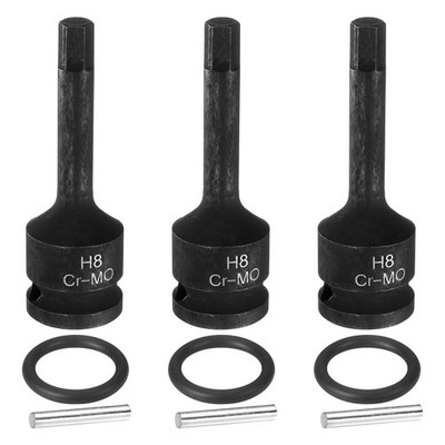 3er-Set 1/2'' Antrieb 8mm Sechskant-Bit für CR-MO Stahl
