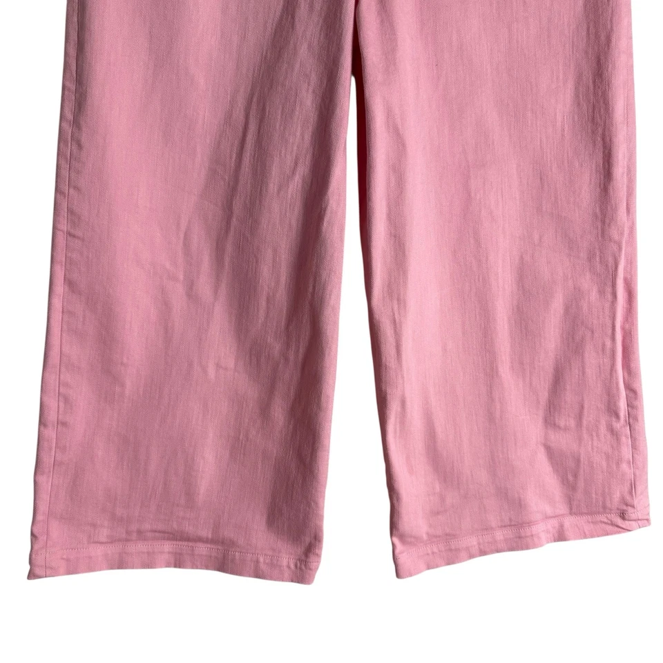 Pantalones de mezclilla recortados de cintura alta de pierna ancha de algodón rosa Tibi talla 8 Foto 4 de 4
