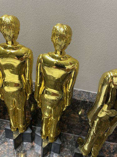 4 Gold Plastic Awards Night 3 Male Statuette 1 Female 9'' Prop Statue - Picture 9 of 18