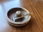 Vintage Wooden Nut Cracking Bowl with Silver Nut Cracker — photo 3