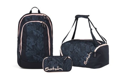Satch, Schulrucksack-Set AIR Midnight Jungle 3-teilig