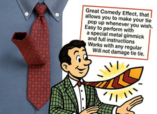 Deluxe Comedy POP UP NECK TIE Rising Magic Trick Clown Joke Gag Men Gimmick Prop