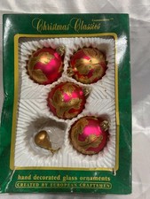 Vintage Christmas Ornaments Classics Hand Decorated European Craftsmen Set of 4