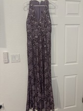 R M Richards Mother of the Bride Dress Purple Lace Sequin Size 8