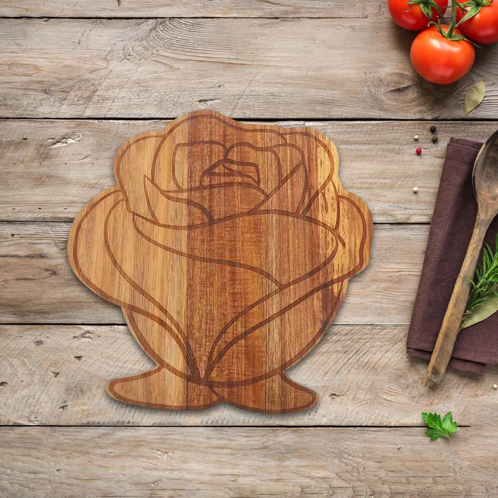 Flower Shaped Wooden Cutting Board Serving Tray Cheese Serving Platter Pizza