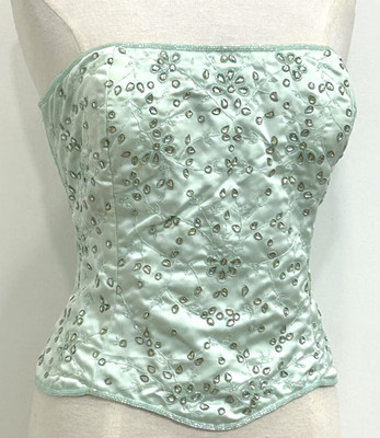 JASDEE Vintage Bustier Corset Hand Work Beads & Embroidery On Satin Style F3095