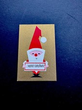 1 VTG Hallmark Xmas Greeting Card Charming Santa Holding Holiday Sign Smiling