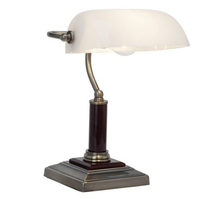BRILLIANT Lamp Bankir Table Lamp Brass Antique | 1x A60, E27, 60W, Suitable for