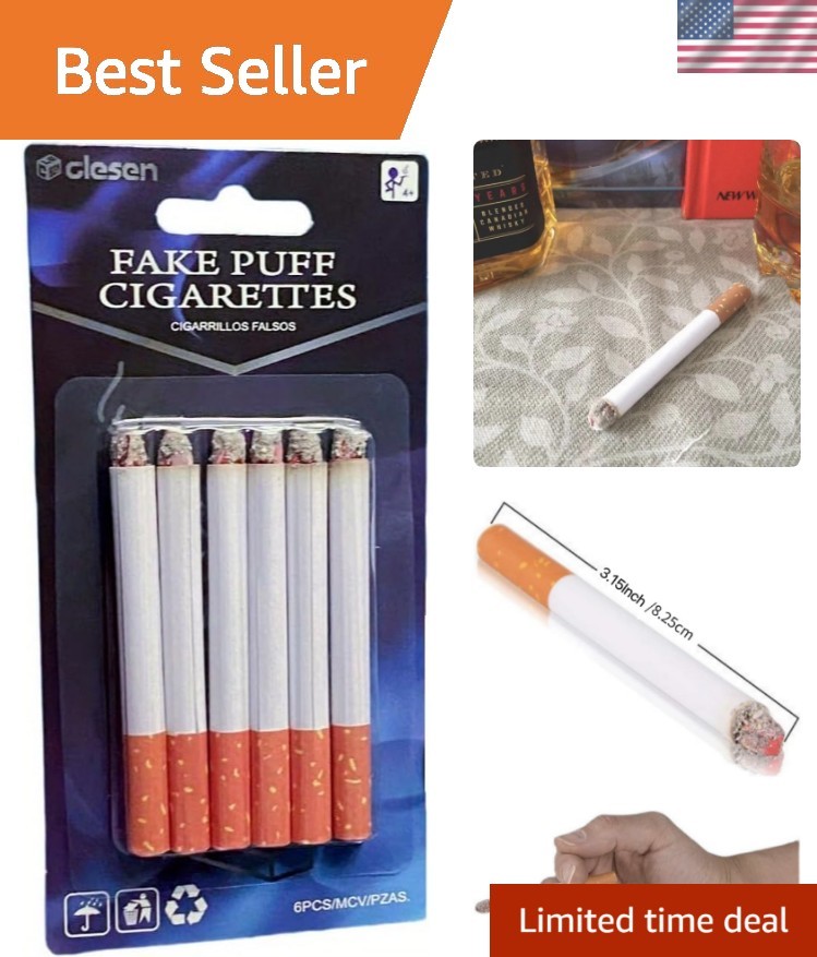 best fake cigarettes Puff Costume Accessory - 3.25", 6 Count - Durable & Realistic Fake Cigarettes,3.25 Inch Fake Puff