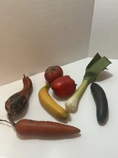 Vintage Artificial Faux Fruit And Vegetables Set Of 7