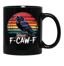 Vintage F-Caw-F Crow Bird Crawing Black Bird Crow Sunset Black Coffee Mug