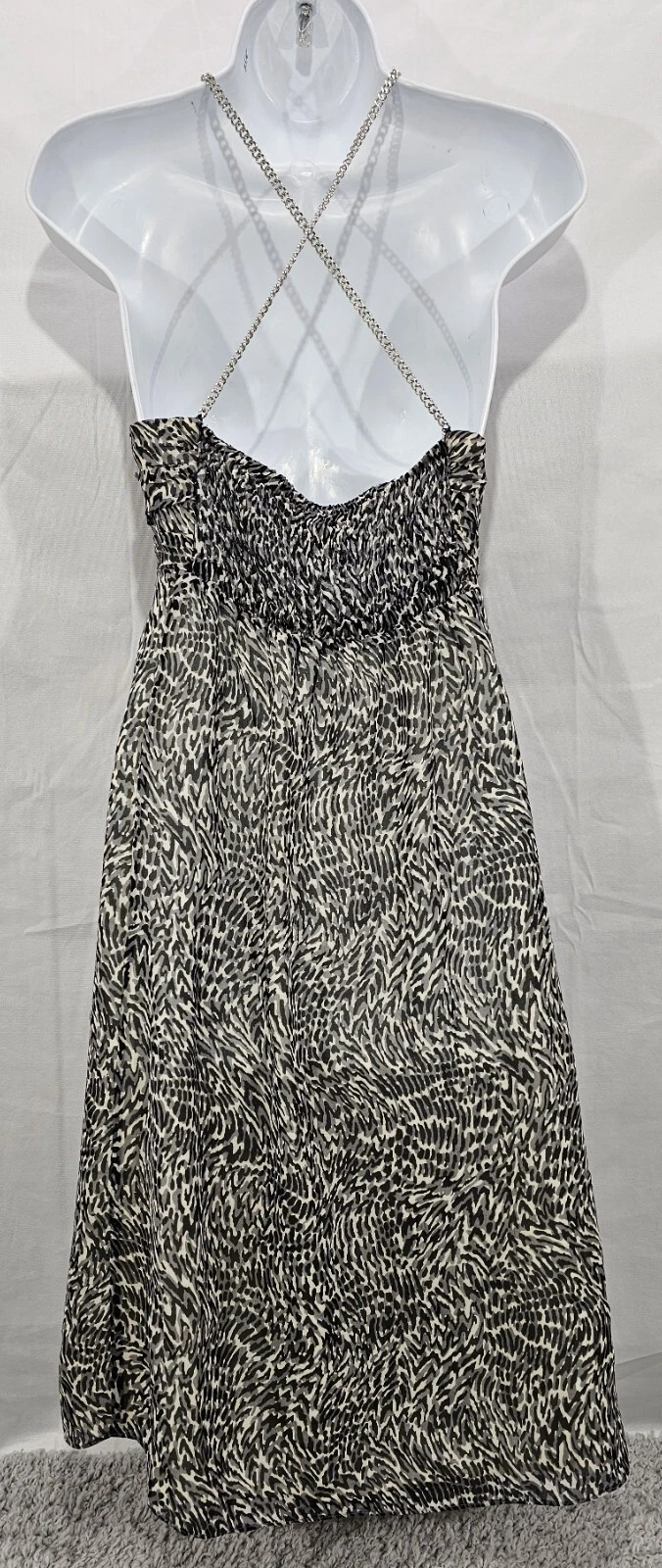 Abito donna Michael Kors seta babydoll chiffon nero taglia XL fata scura anni 90 Y2K