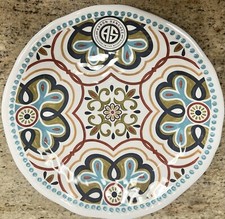 Aaron Sanchez Spanish Tile Medallion MELAMINE Side / Salad Plates Set Of 4