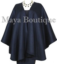 Luxurious Black Cape Ruana Wrap Coat Cashmere Camel Hair Blend By Maya Matazaro