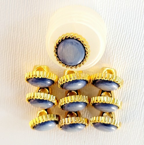 1986 Clouded Blue Gold Setting Shank Button The Collection by La Mode Neu 3/8" - Bild 8 von 11