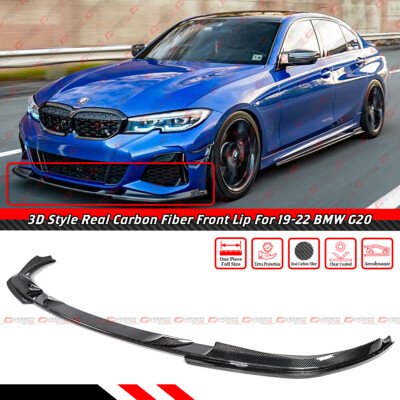 FOR 2019-2022 BMW G20 M340i 330i 3D STYLE CARBON FIBER FRONT BUMPER LIP SPLITTER