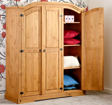 Corona 3 Door Wardrobe Distressed Waxed Pine