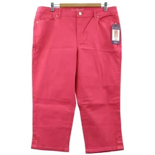 Gloria Vanderbilt Jordyn Embroidered Capri, size 14, Coral Punch