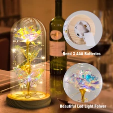 Eternal Forever Romantic Flower Rose In Glass Dome LED Light For Mother's Gifts