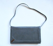Vtg 80s New Wave Gray Convertible Clutch Purse Shoulder Bag Removable Strap