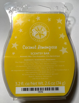 Scentsy Coconut Lemongrass Wax Bar Fragrance Melt 3.2 fl oz Rare NIB