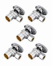 5 PCS  1/2"  Sweat  X 3/8" OD 1/4TURN COMPRESSION ANGLE STOP VALVE , LEAD FREE