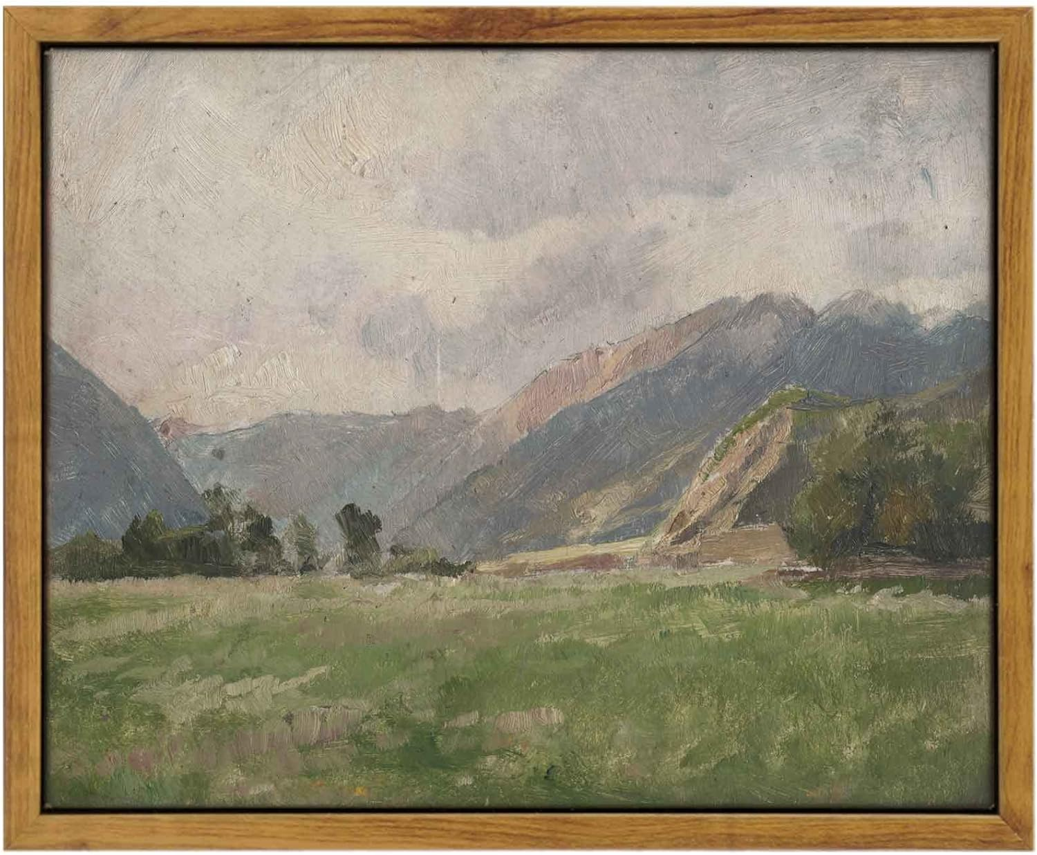 Framed Canvas Wall Art Vintage Decor, Room Eclectic Decor, Prairie and Mountain