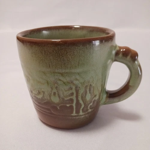 Frankoma Pottery Mayan Aztec Prairie Green 7C Mug - Cup