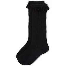 The Children's Place Girls' Novelty Bootsock, Black, L 3-6