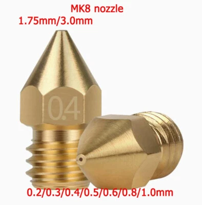 Ugello stampante 3D 0,2 mm-1,0 mm estrusore MK8 Anet A8 M6 filettatura 1,75/3,0 mm Ender 3