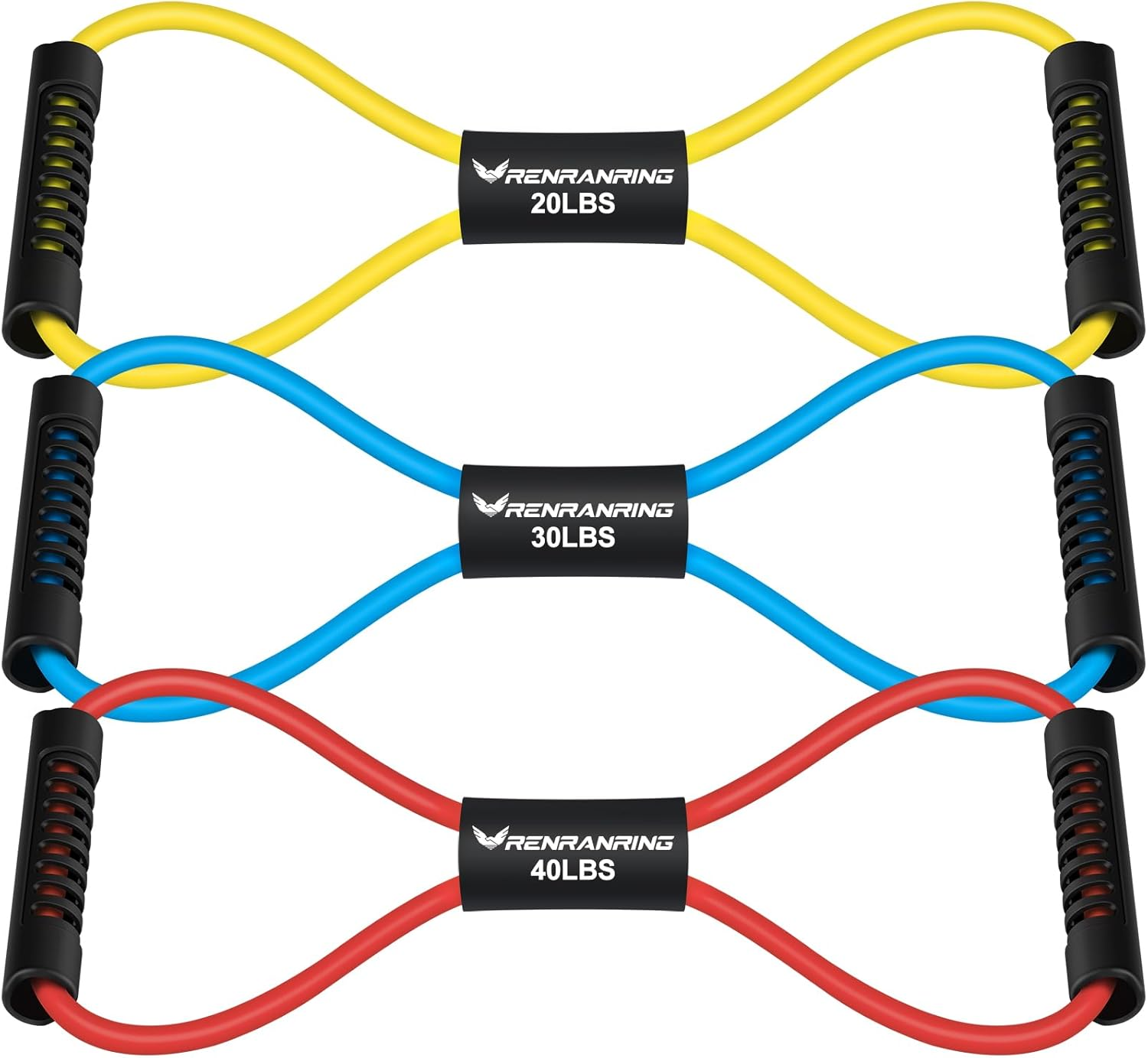 Figure 8 Fitness Resistance Bands with Handles - Exercise Tube Band Set of 3 for