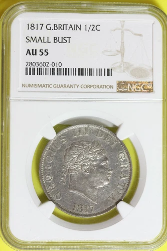 1817 - NGC AU55 Great Britain Silver Half Crown King George III! #B30247