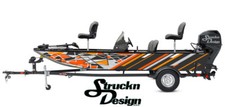 Retro Orange Grey Abstract Line Black Vinyl Graphic Decal Kit Fish Boat Wrap USA