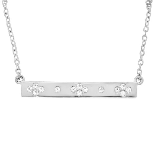 Diamond 10K White Gold Flower Bar 