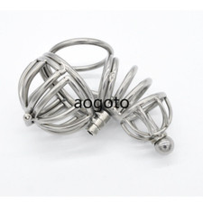 Stainless Steel Male Chastity Cage Device Men Integrated Metal Locking Belt