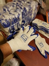 4 Pairs, String Knit Better Grip Premium Blue Latex Dipped Work Gloves. 1 Size.