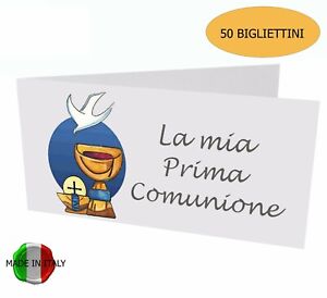 Bigliettini Per Bomboniera Prima Comunione Biglietti Sacchetto Confetti 50 Pezzi Ebay