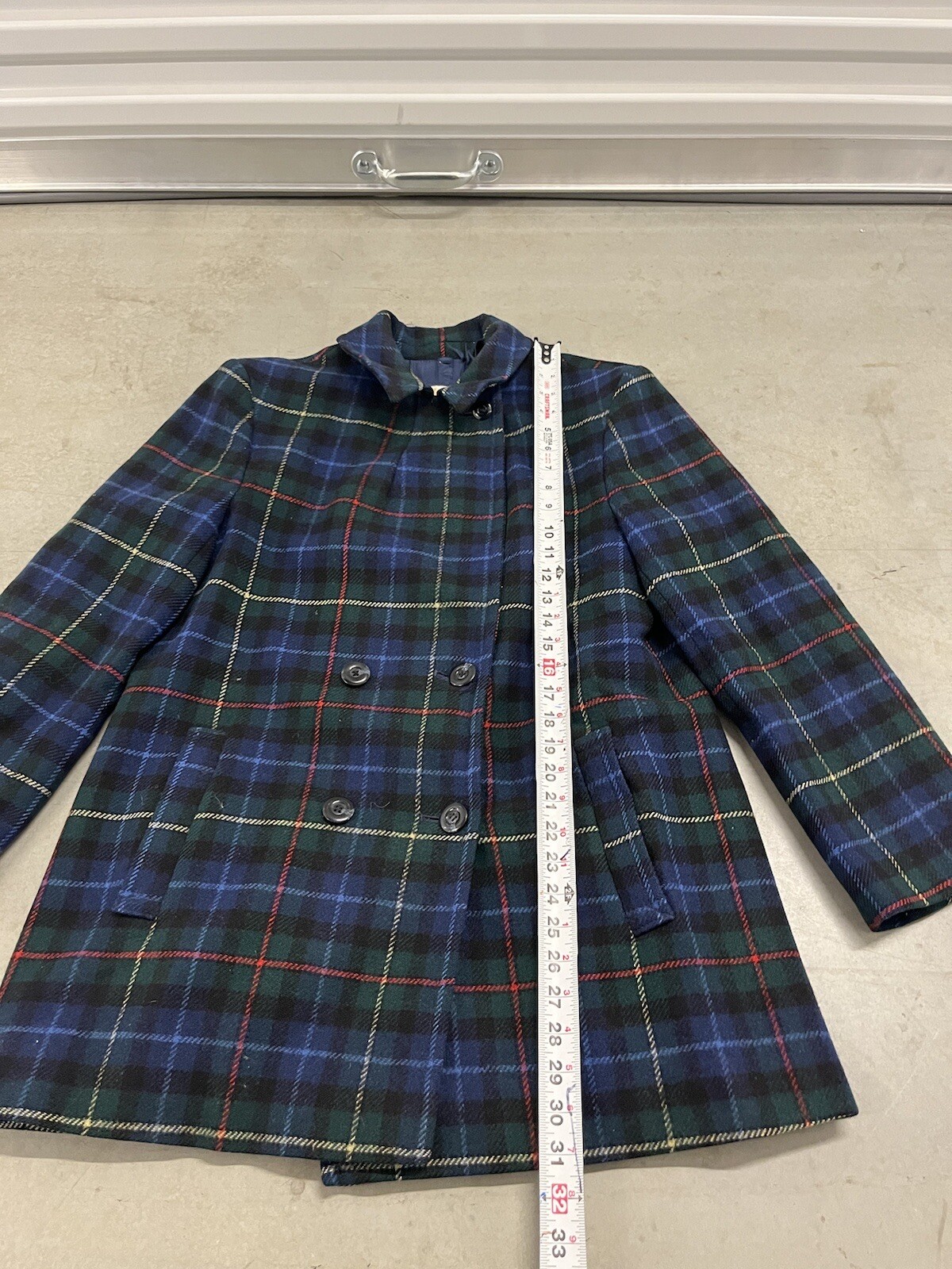 Vintage Pendleton Long Wool Coat Jacket Green Bla… - image 3