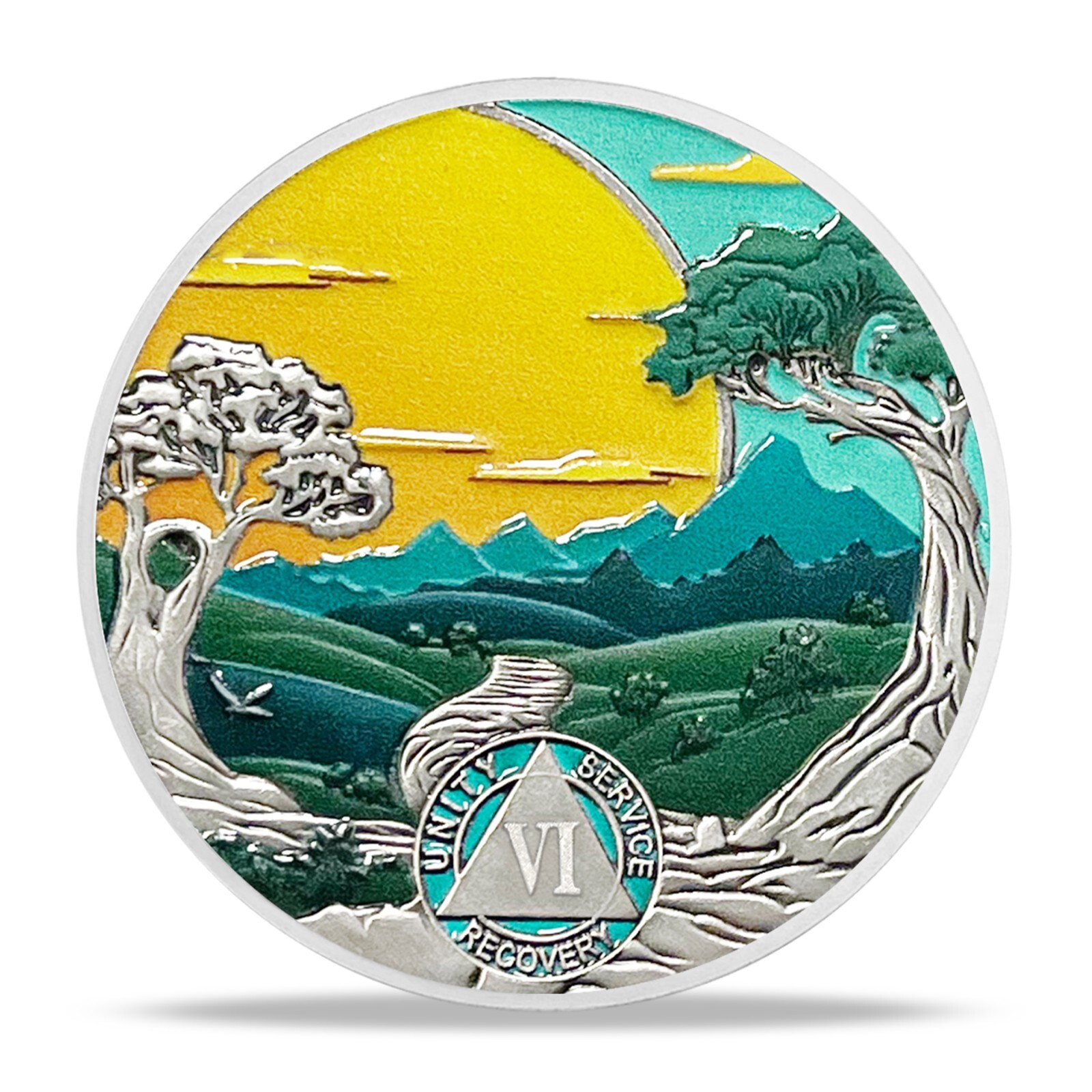 6 Years AA Sobriety Coin Recovery AA Chips Serenity Prayer Coin Gifts Sunlight