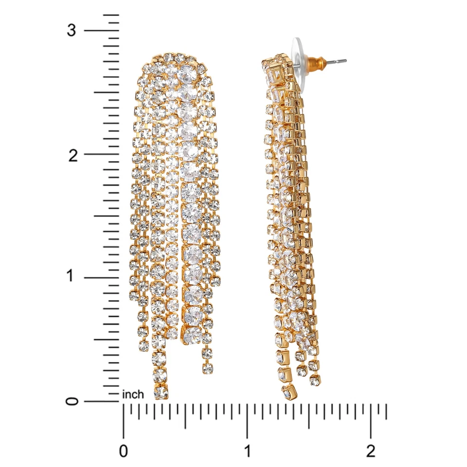 Pendientes colgantes fuente piedra circonita cúbica oro Foto 3 de 4