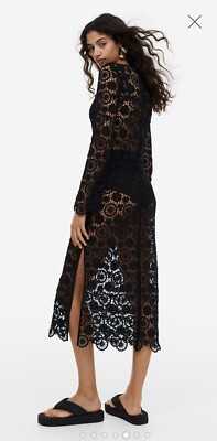 NWT H&M Crochet Knit Sexy Sheer Black Dress Bodycon HOLIDAY PARTY DRESS |  eBay