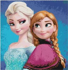Frozen Anna and Elsa Handmade Fan Art Cross-Stitch Pattern Chart