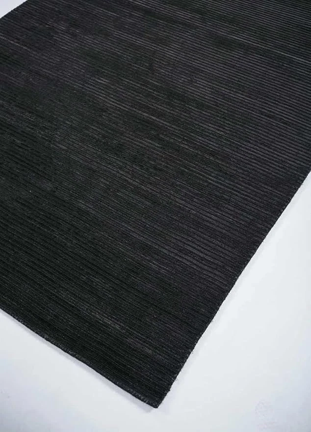 Nueva alfombra viscosa telar manual color negro lujo diseño hecho a mano alfombra alfombra Foto 2 de 4