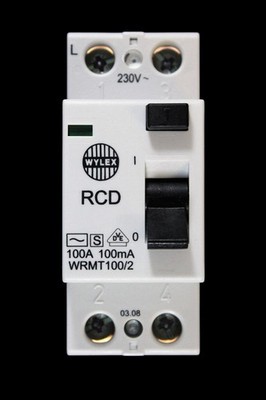 WYLEX 100 AMP 100mA DOPPELPOLIGE ZEITVERZÖGERUNG RCD TYP AC WRMT100/2